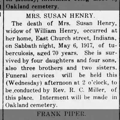 Obituary for SUSAN HENRY Henry - Newspapers.com™
