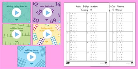 Adding Two Digit Numbers and Ones Crossing 10 Activity Pack