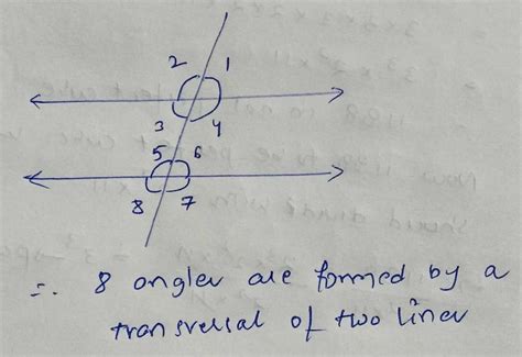 the numbers of angles formed by a transveral of two lines is ...