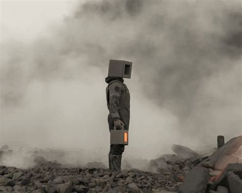 Download wallpaper 1280x1024 man, cube, box, stones, fog, art standard ...