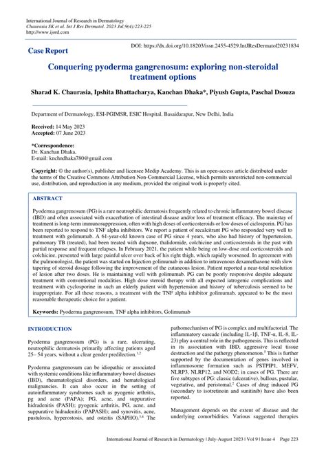 Image result for Pyoderma Gangrenosum Treatment Algorithm