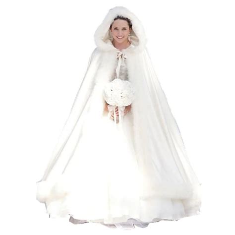 Womens Full Length Wedding Hooded Cape Winter Bridal Cloak Retro ...