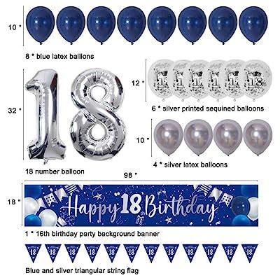 Puchod 18th Birthday Decorations for Boys and Girls Blue, India | Ubuy