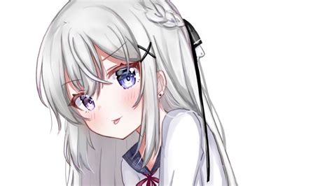 Wallpaper girl, smile, anime, white hd, picture, image