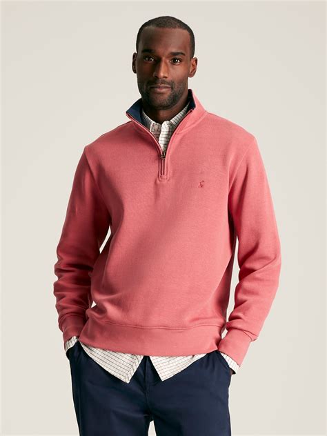 Alistair Pink Quarter Zip Cotton Sweatshirt | Joules