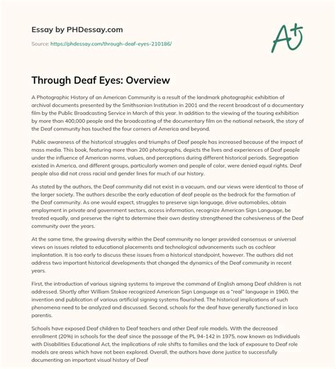 Through Deaf Eyes: Overview (500 Words) - PHDessay.com