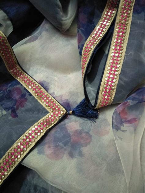 Blue Floral Printed Organza Saree | PeepalClothing – Peepal Clothing