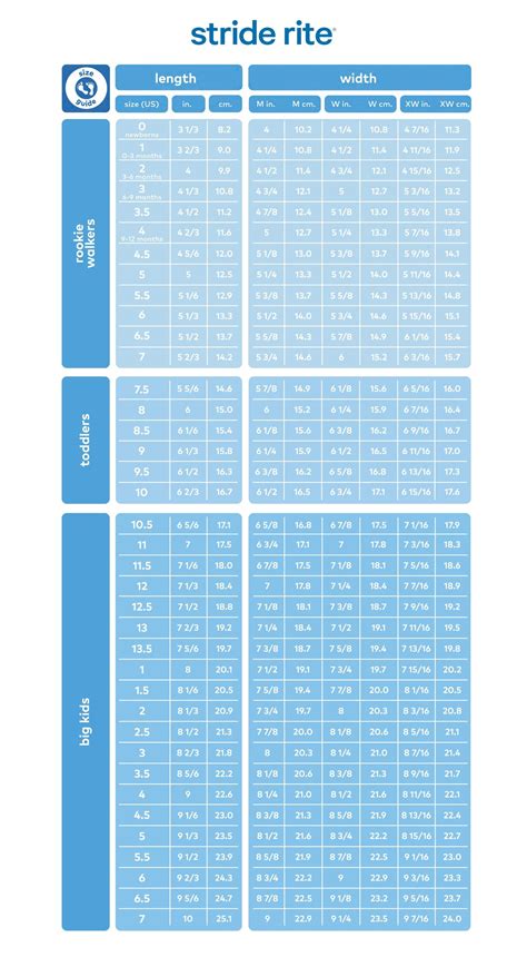 Printable Sizing Chart Stride Rite - Free Printable Charts