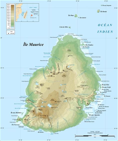 Topographic Map of Mauritius - Mauritius Attractions
