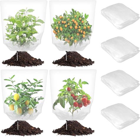 4 Pack Garden Netting Mesh with Drawstring – 3.5 x 2.3 FT Bird Netting ...