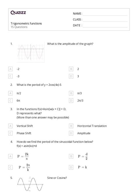 50+ derivatives of trigonometric functions worksheets for 9th Class on ...
