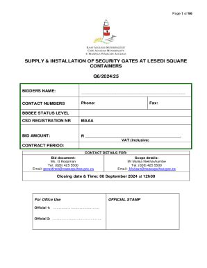 Fillable Online Supply & Installation of Security Gates at Lesedi ...