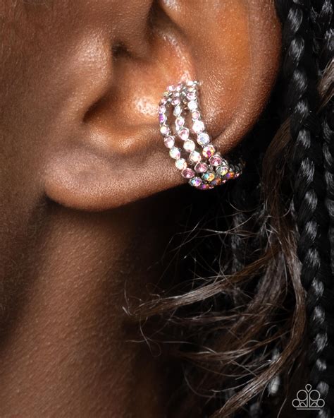 Iridescent Influence Pink Ear Cuff Earring Paparazzi E2444 – Sparkle By ...