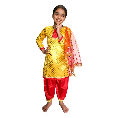 Buy karton10 Yellow Punjabi traditional Fancy Dress Costume for Girl ...
