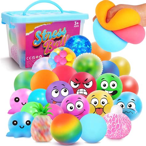 Amazon.com: Fidget Stress Balls for Adults 28 Pack: KLT Stress Ball ...