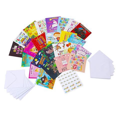 abeec Kids Birthday Cards Multipack - 24 Birthday Cards Containing: 12 ...