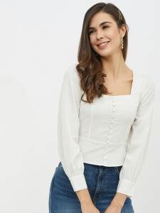 HARPA Casual 3/4 Sleeve Solid Women White Top - Buy HARPA Casual 3/4 ...