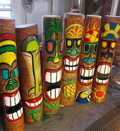 Tiki Bars Diy, Tiki Pole, Diy Totem, Tiki Faces, Tiki Man, Pvc Pipe ...