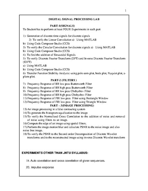 DSP lab manual r16 - DIGITAL SIGNAL PROCESSING LAB PART- 1 (SIGNALS) To ...