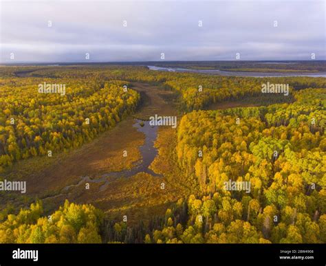 Alaska Route 3 aka George Parks Highway and Alaska landscape aerial ...