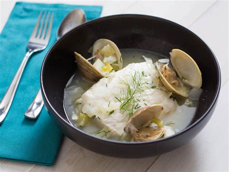 Halibut à la Nage (Poached in Broth) With Clams, Dill, and White Wine ...