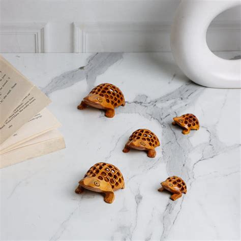 Wooden Frog Jali Antique Showpiece Set Of 5 Pcs - Oxyroots Handicraft