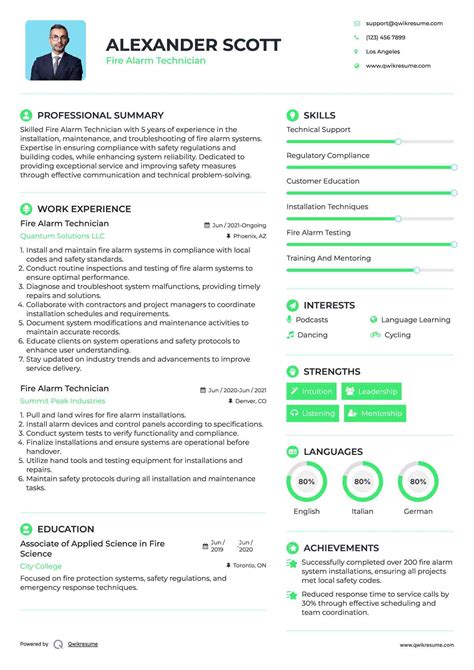 10+ Fire Alarm Technician Resume Samples & Templates for 2025
