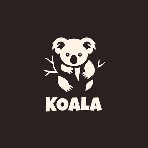 Einzigartige Koala-Symbol-Logo-Design-Vorlage. Monochrome Silhouette ...