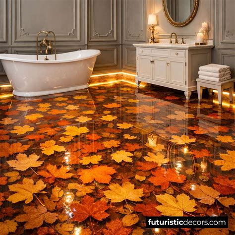 Autumn Leaf Epoxy Floor | Colors, Leaf Placement & LED Effects