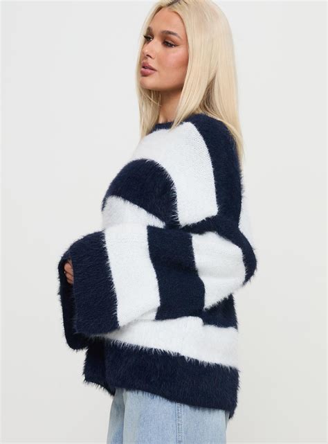 Nerina Knit Sweater Blue / White Stripe | Princess Polly