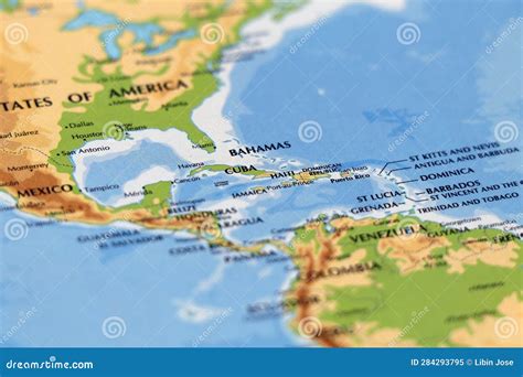 World Map of South and North America, with Separation of Panama Canal, Latin American Countries ...