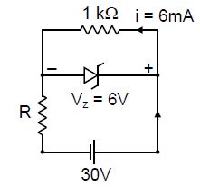 If voltage across zener diode is 6 V then find out value of maximum ...