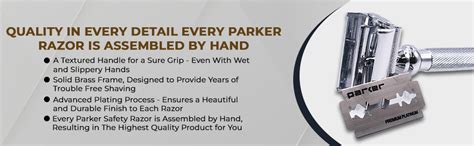 PARKER Safety Razor Men Long Handle Heavyweight Butterfly Open Razors ...
