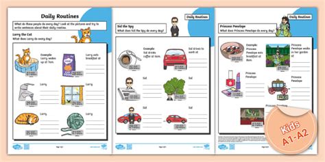 ESL Daily Routines Worksheet | ESL Activities | Twinkl
