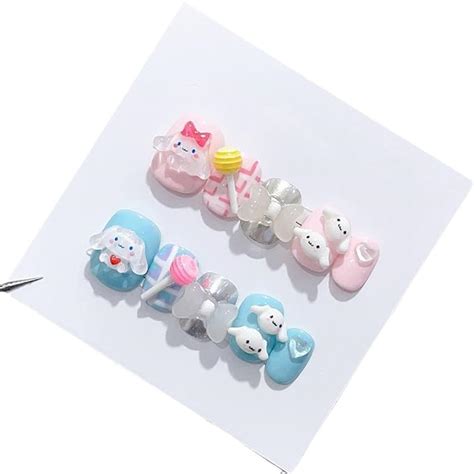 Buy ZEELPETAL Girl's Press On nails, Cartoon Kawaii Wearable Fake Nail ...