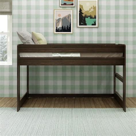 Buy Max & Lily Modern Farmhouse Low Loft Bed, Twin Bed Frame For Kids ...