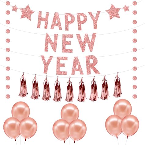 Buy Rose Gold Happy New Year Decorations 2022 - Glitter Happy New Year ...