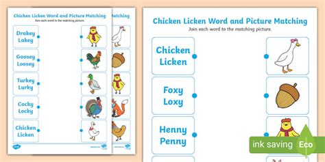 Chicken Licken Word and Picture Match (teacher made)