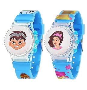 Buy Time Up Digital Dial Combo of 2 Cartoon Glowing Rotating Cap Kids ...
