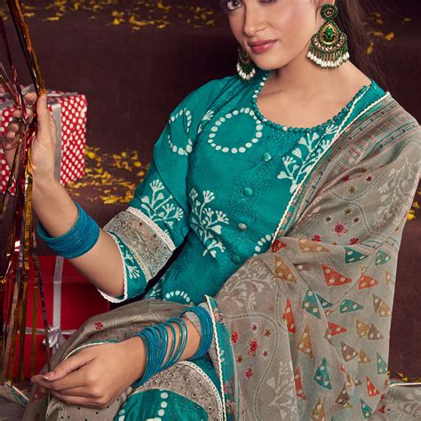 Teal Color Pure Moga Silk Embroidery Work Suit – Jay Vijay Prints Pvt. Ltd.