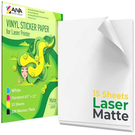 Printable Vinyl Sticker Paper Laser Matte 15 sheets – AIVA Paper Group