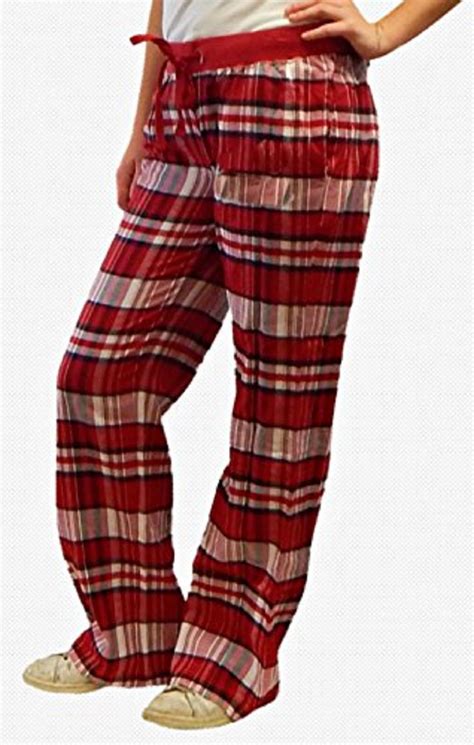 Adult Women Red Plaid Flannel Pajama Lounge Sleep Bottom PJ Pants (Size ...