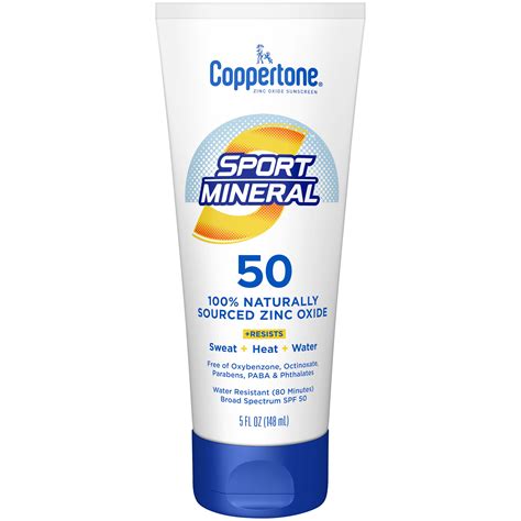 Buy Coppertone Sport Mineral Sunscreen SPF 50 Lotion | Zinc Oxide | UVA UVB Protection | 5 fl ...
