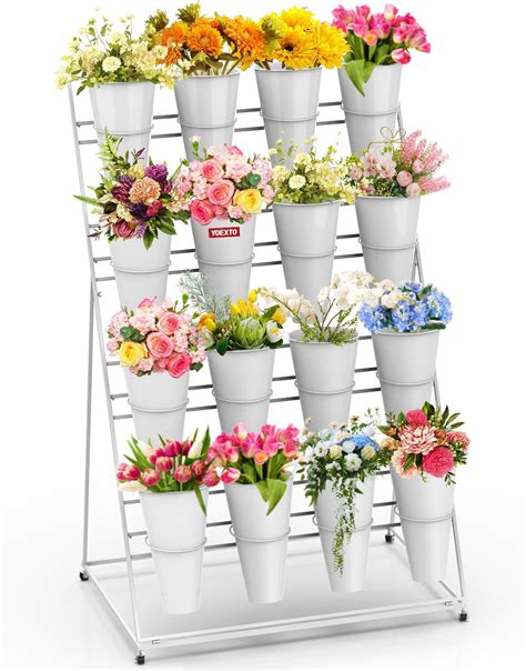 Amazon.com: PROLEE Flower Display Stand with 12 Buckets, Flower Cart 3 ...