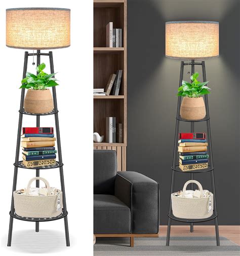 Giantex Shelf Floor Lamp - 3-Tier 63" Tall Modern Corner Standing Lamp ...