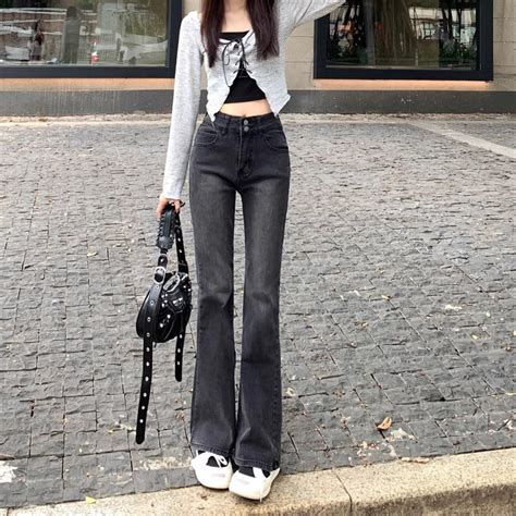 Shop Black Washed Flared Denim - for Women | OUTZIDR | Gen-Z Style