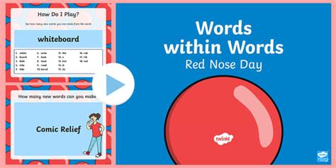 Words Within Words Game Red Nose Day PowerPoint