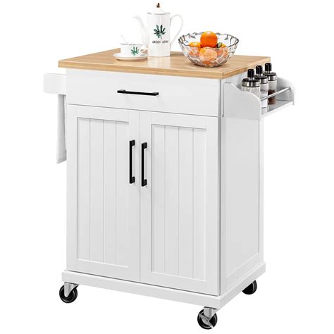 Buy Yaheetech Rolling Kitchen Island Cart with Spice Rack Storage and ...