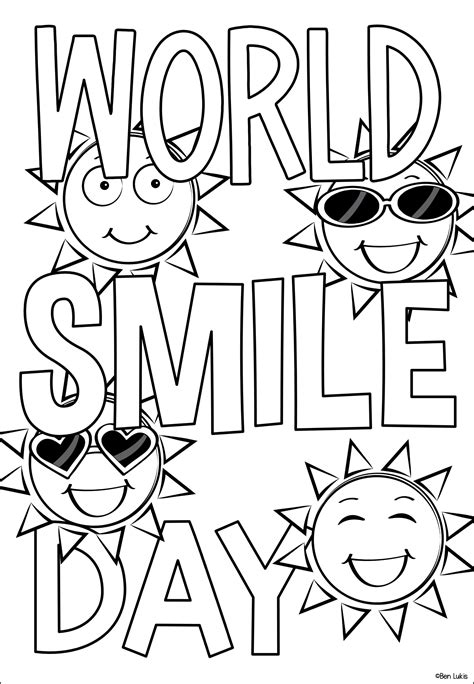 World Smile Day Coloring Pages Printable PDF Coloring Sheets Smiling ...