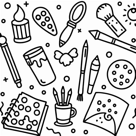 Doodle Art Supplies Brushes Pencils and Paint for Creative Expression ...